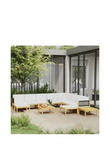 vidaXL 12-piece outdoor sofa and table set, cream woven design