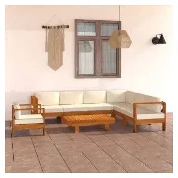 Conjunto de muebles modernos con cojines de diseño moderno en color blanco crema de vidaXL 2