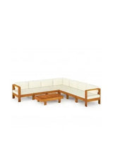 10-piece garden furniture set cream white solid acacia wood with cushions by vidaXL