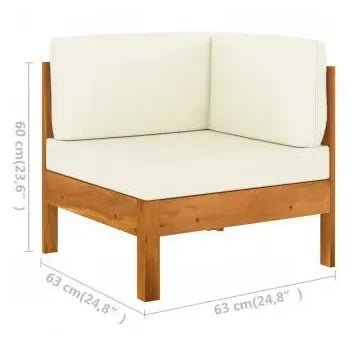 Conjunto de muebles de jardín 10 piezas blanco crema de madera de acacia maciza con cojines de vidaXL 11