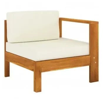 Conjunto de muebles de jardín 10 piezas blanco crema de madera de acacia maciza con cojines de vidaXL 3