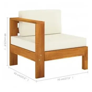 Conjunto de muebles de jardín 10 piezas blanco crema de madera de acacia maciza con cojines de vidaXL 8