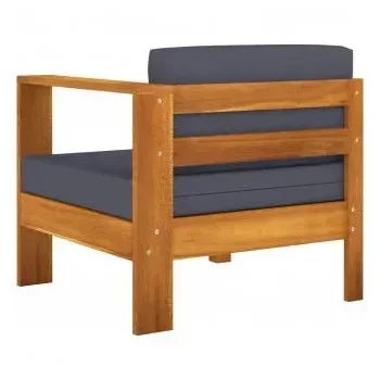 Juego de 6 muebles para exterior de madera maciza de acacia con acabado al aceite de vidaXL 6