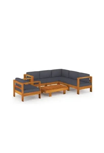 Set para jardines y terrazas de 7 piezas fabricadas en madera maciza color gris oscuro de vidaXL
