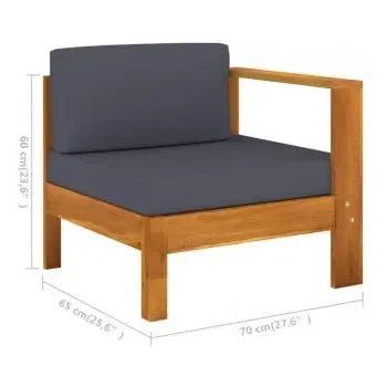 Set para jardines y terrazas de 7 piezas fabricadas en madera maciza color gris oscuro de vidaXL 8