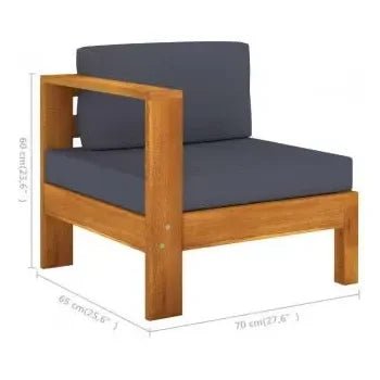Set de muebles de madera para jardín de 7 piezas con cojines color gris oscuro de vidaXL 14