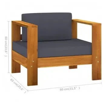 Juego de muebles de jardín 9 piezas madera acacia y gris oscuro de vidaXL 14