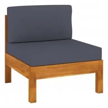 Set muebles de jardín fabricados en madera de acacia con cojines gris oscuro de vidaXL 4