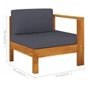 Set muebles de jardín con 10 piezas fabricadas en acacia de color gris oscuro de vidaXL 12