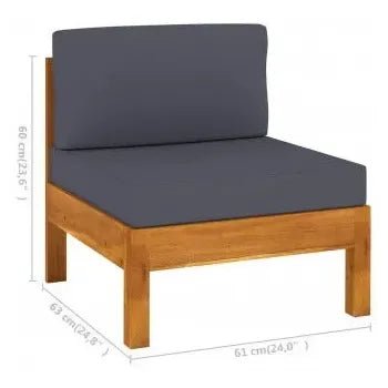 Conjunto de muebles para jardín con 10 piezas y cojines de color gris oscuro de vidaXL 11