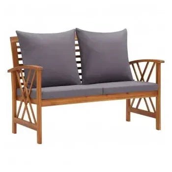 Juego de muebles de exterior de madera maciza de acacia con cojines acolchados gris oscuro de vidaXL 8