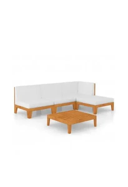 Conjunto muebles para el jardín fabricado en madera con cojines color blanco crema de vidaXL