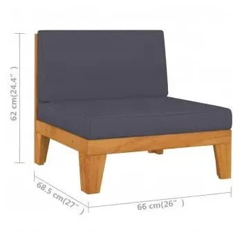 Juego de sofás y mesa con 6 piezas fabricadas en madera maciza con cojines color gris de vidaXL 11