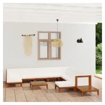 Set de muebles para jardín y cojines de12 piezas fabricadas en acacia con cojines de vidaXL 2
