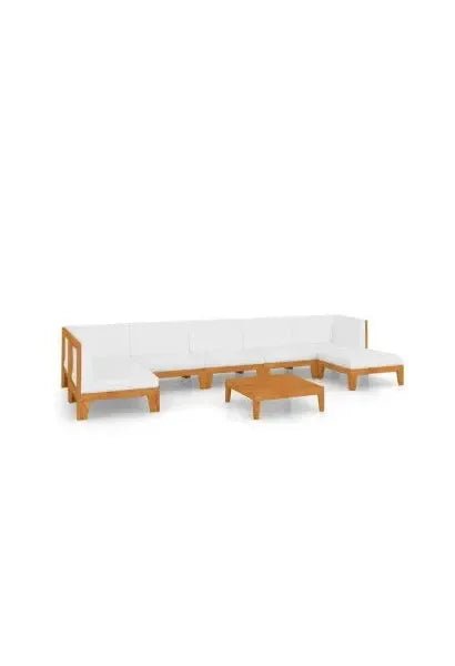 Juego exterior con un diseño moderno para jardín de 8 piezas con cojines color blanco de vidaXL