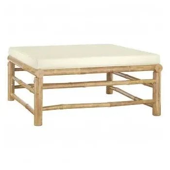 Juego de muebles para jardín fabricados en madera de bambú con cojines color blanco crema de vidaXL 7