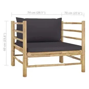 Set de muebles para el jardín de 8 piezas fabricado en bambú con cojines de color gris oscuro de vidaXL 11
