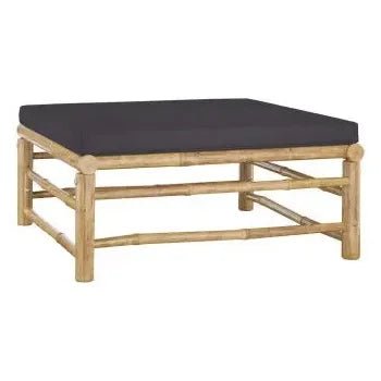 Set de muebles para el jardín de 8 piezas fabricado en bambú con cojines de color gris oscuro de vidaXL 7