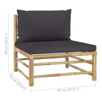 Set de muebles de 8 piezas para el jardín fabricado en bambú con cojines de color gris oscuro de vidaXL 12