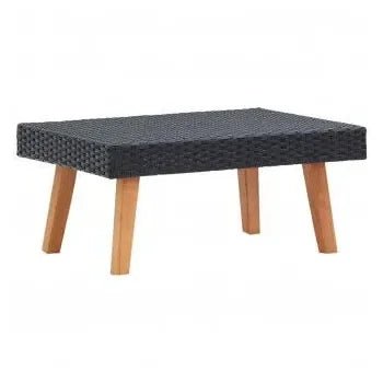 Set de muebles de jardín con sofá y mesa de centro con cojines en ratán sintético negro de vidaXL 3