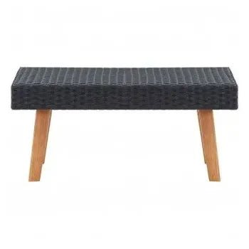 Set de muebles de jardín con sofá y mesa de centro con cojines en ratán sintético negro de vidaXL 4