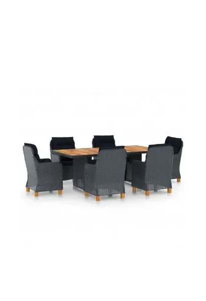 Conjunto de comedor para el exterior fabricado en ratán sintético gris oscuro de vidaXL