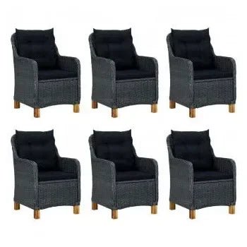 Conjunto de comedor para el exterior fabricado en ratán sintético gris oscuro de vidaXL 2