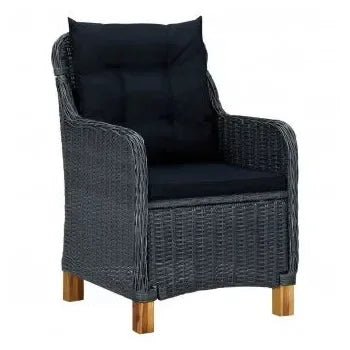 Conjunto de comedor para el exterior fabricado en ratán sintético gris oscuro de vidaXL 3