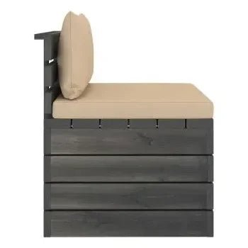 Conjunto de muebles de jardín de palets de madera maciza de pino y tela Beige de vidaXL 5