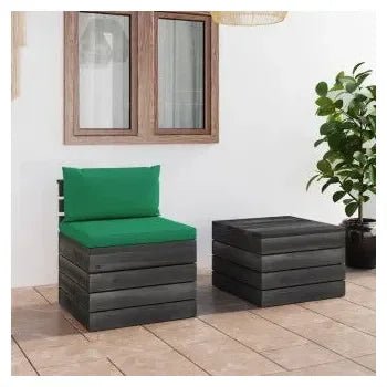 Conjunto de muebles de jardín de dos piezas fabricado con palets y con cojines verde de vidaXL 2