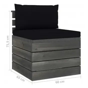 Conjunto de sofás con cojines y mesa para jardín madera con acabado negro de vidaXL 12