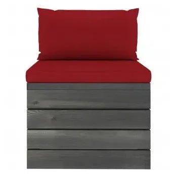 Conjunto de sofás con cojines y mesa para jardín de madera con acabado rojo de vidaXL 5