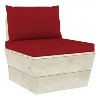 Conjunto de muebles de jardín de 6 piezas de madera de abeto con cojines color rojo de vidaXL 4