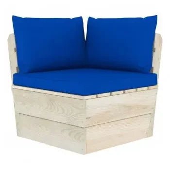 Conjunto de muebles de jardín de 6 piezas de madera de abeto con cojines color azul de vidaXL 8