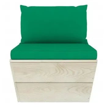 Conjunto de muebles de exterior de 6 piezas de madera de abeto con cojines color verde de vidaXL 8