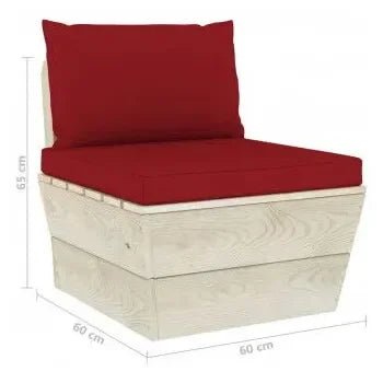 Conjunto de muebles de jardín de 6 piezas de madera de abeto con cojines Rojos de vidaXL 12