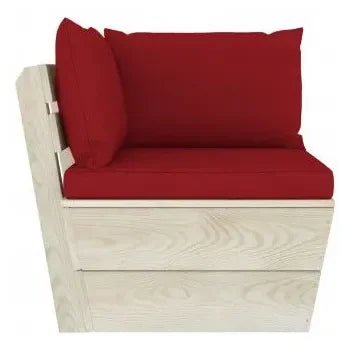 Conjunto de muebles de jardín de 6 piezas de madera de abeto con cojines Rojos de vidaXL 5