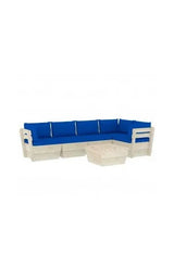 6-piece Firwood Garden Lounge Set with Blue Cushions