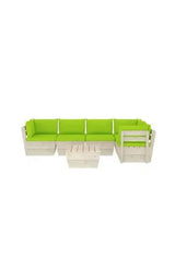 6-piece garden pallet furniture set with bright green cushions by vidaXL