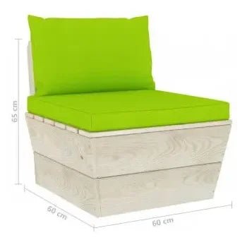 Set de muebles de palés para jardín de 6 piezas con cojines color verde brillante de vidaXL 6