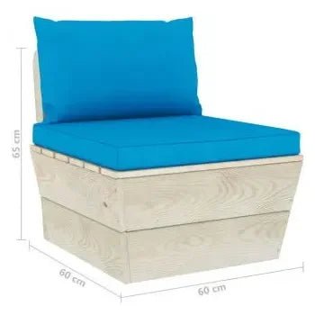 Conjunto de muebles de exterior Beige claro y turquesa de madera maciza de abeto de 7 plazas de vidaXL 13