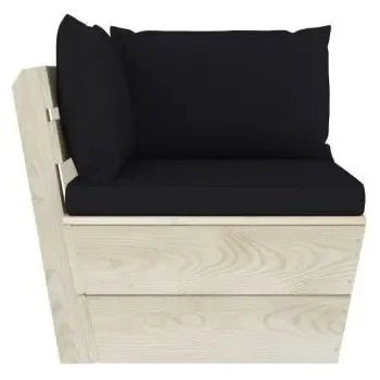 Conjunto de muebles de exterior Beige claro y negro de madera maciza de abeto de 7 plazas de vidaXL 5