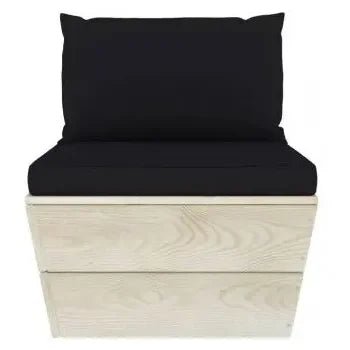 Conjunto de muebles de exterior Beige claro y negro de madera maciza de abeto de 7 plazas de vidaXL 8