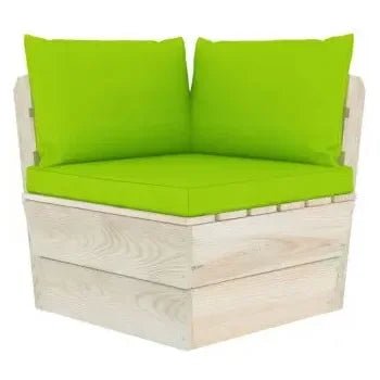 Conjunto de muebles de exterior Beige claro y verde de madera maciza de abeto de 7 plazas de vidaXL 4