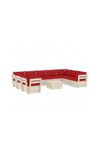 Juego de muebles para jardín de palets de madera de abeto impregnada color rojo de vidaXL