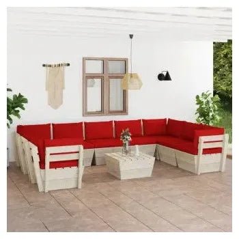 Juego de muebles para jardín de palets de madera de abeto impregnada color rojo de vidaXL 2