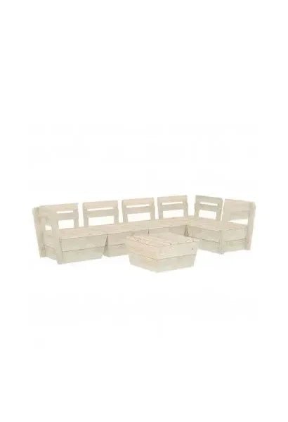 Conjunto de jardín de sofá modular de 5 plazas y mesa de centro de madera de abeto de vidaXL
