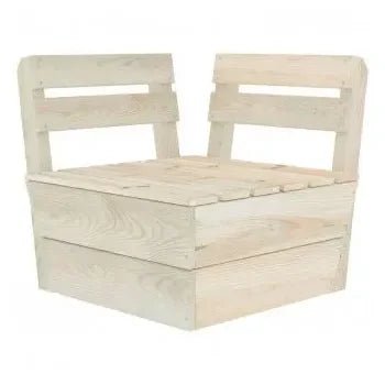 Conjunto de jardín de sofá modular de 5 plazas y mesa de centro de madera de abeto de vidaXL 4