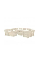 Garden pallet sofa and coffee table set, fir wood, 10-piece, light brown by vidaXL
