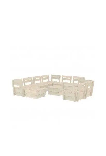 Conjunto de sofás y mesitas de palets en madera de abeto de jardín 10 piezas marrón claro de vidaXL